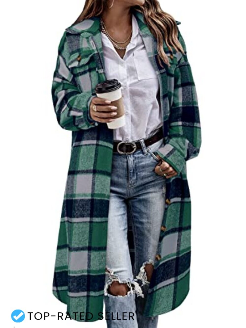 Womens Plaid Shacket Long Flannel Shirt Jacket Corduroy Oversized Button Down